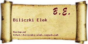 Biliczki Elek névjegykártya